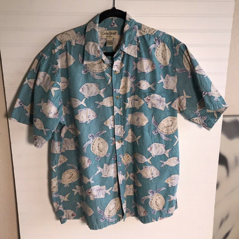 Cooke Street Honolulu Hawaiian Shirt Men L Fish